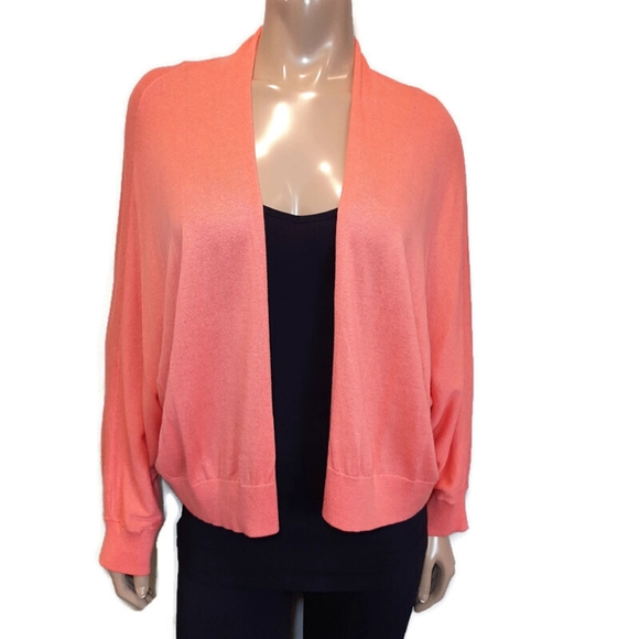 🍁 OLD NAVY Slouchy Coral Cardigan Sweater Shawl Collar Open Front Dolman Sleeve